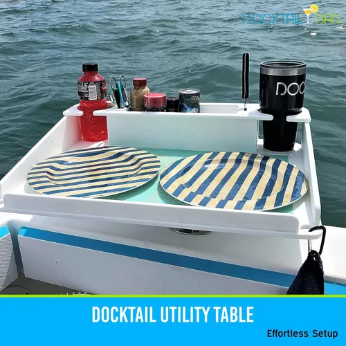 Miniatura 6 de Docktail Mesa de barco utilitario y accesorio de almacenamiento: elige tu soporte, color y nombre personalizado A - Blanco