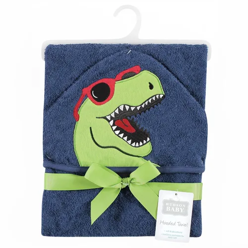 Miniatura 2 de Hudson Baby - Toalla unisex de algodón con capucha y cara de animal para bebé, dinosaurio genial, talla única Cool Dino