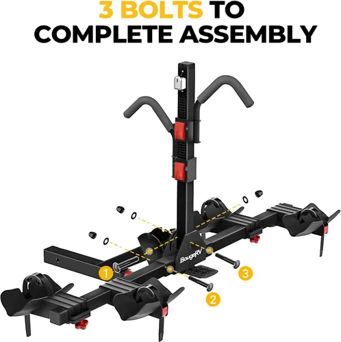Miniatura 4 de BougeRV - Soporte de enganche para bicicletas de plataforma de 2 pulgadas con doble bloqueo para SUV y camiones, para 2 bicicletas, soporte