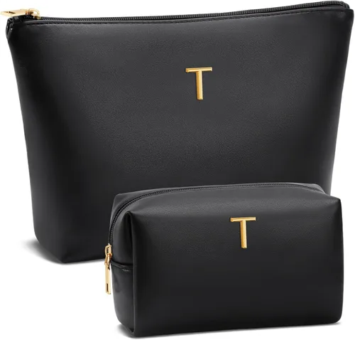 Miniatura 26 de Regalos para mujeres Juego de bolsa de maquillaje inicial para niñas, regalos personalizados para dama de honor, amiga, graduación, profesora