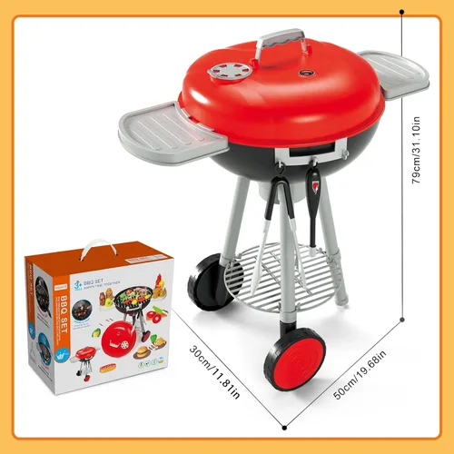 Miniatura 7 de Juego de parrilla de barbacoa de 79 piezas para niños, juego de cocina con aerosol realista, luz y sonido, juguete interactivo para niños y niñas