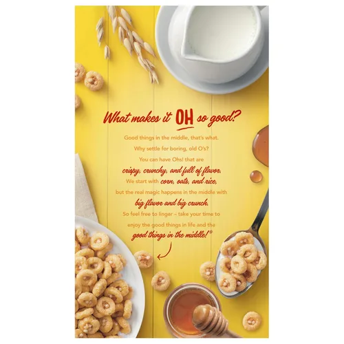 Miniatura 6 de Honey Ohs! Cereales de tamaño familiar, cereal crujiente para desayuno en forma de Os hechos con maíz endulzado, avena y arroz, caja de 20 OZ
