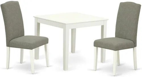 Miniatura 13 de East West Furniture OXEN5-LWH-06 - Juego de mesa de comedor moderno de 5 piezas, incluye una mesa cuadrada de madera y 4 sillas Parson tapizadas