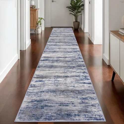 Miniatura 77 de KOZYFLY – Alfombra de pasillo moderna y lavable de diseño abstracto verde, 2 x 5 pies, antideslizante, suave y de pelo corto, ideal para cocina