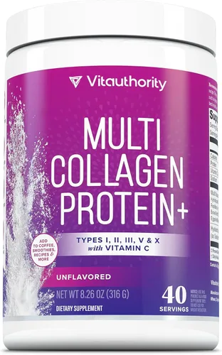 Miniatura 12 de Proteína de colágeno múltiple + creatina 0.18 oz de monohidrato de creatina con colágeno tipos I, II, III, V y X Apoyo para el cabello, la piel