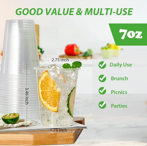 Miniatura 2 de Lilymicky Paquete de 500 vasos de plástico transparente de 7 onzas, vasos desechables para fiestas de cumpleaños, pícnics, ceremonias y cualquier