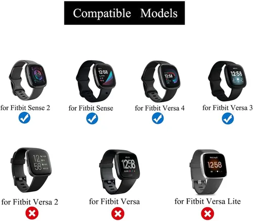 Miniatura 3 de Paquete de 2 bandas elásticas ajustables, muñequeras y tobilleras con deslizador de tres deslizamientos para Fitbit Sense 1/2 o Versa 3/4, bandas
