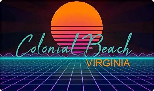 Colonial Beach Virginia - Imán para nevera, diseño retro de neón de 4 x 2.25 pulgadas