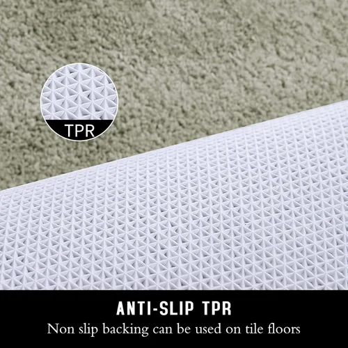 Miniatura 5 de Alfombra de baño de microfibra de 24 x 47 pulgadas, extra suave, peluda, antideslizante, absorbente de agua, lavable, color verde claro