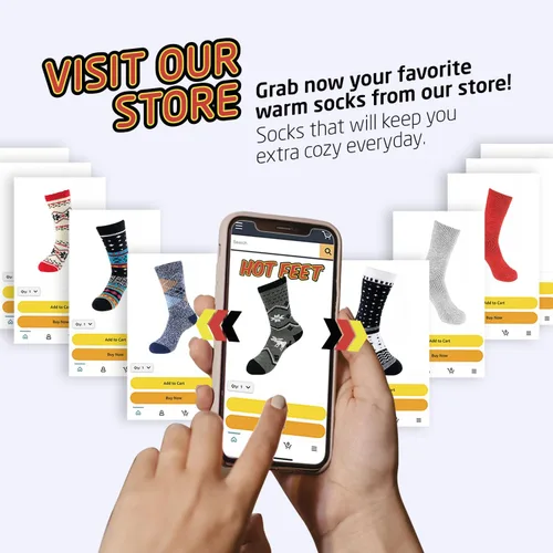 Miniatura 6 de HOT FEET Calcetines térmicos para mujer Calcetines cálidos y gruesos aislados para el clima frío de invierno, lindos calcetines cálidos coloridos
