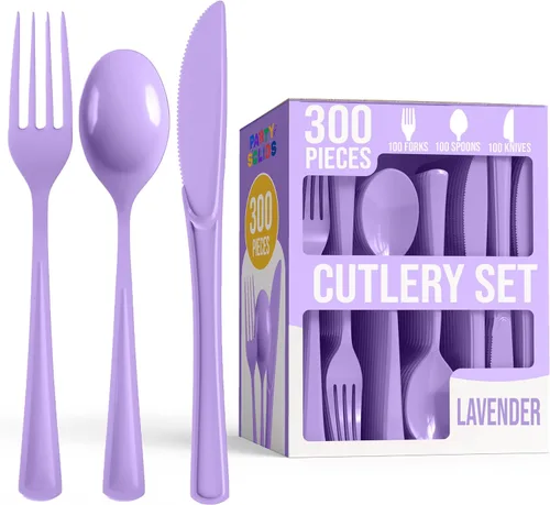 Miniatura 11 de Party Solids - Juego de cubiertos de plástico negro resistente de 300 piezas, cubiertos desechables negros resistentes, juegos de utensilios, 100