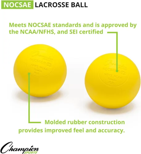 Miniatura 3 de Champion Sports Lacrosse Balls - Tamaño y peso oficiales, aprobado por la NCAA y NFHS, certificado SEI - Profesional y juvenil juego y práctica
