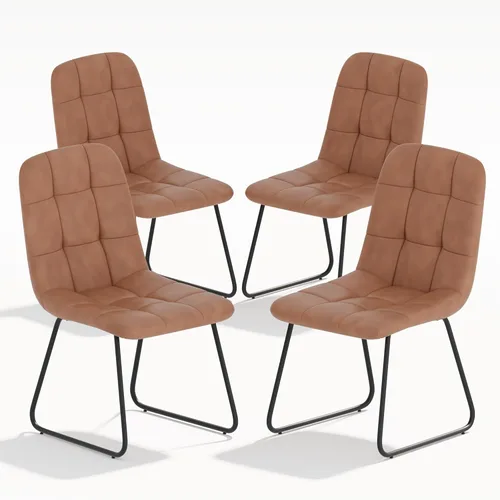 Miniatura 8 de HIPIHOM Juego de 4 sillas de comedor, modernas sillas de comedor de piel sintética para cocina, sala de estar, comedor (4 negras)
