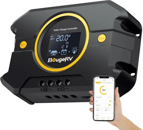 Miniatura 8 de BougeRV Li 10A PWM Controlador de carga solar 12V 24V, regulador de panel solar con pantalla retroiluminada, puerto USB, parámetro ajustable