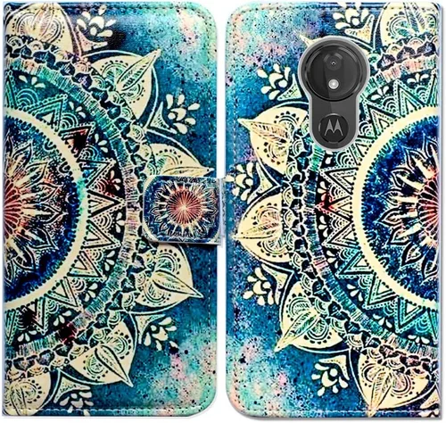 Miniatura 22 de Bcov Funda para Moto G7 Power/Moto G7 Supra, Colorida Libélula Funda de Cuero Flip Funda con Ranura para Tarjeta Titular Kickstand para Motorola