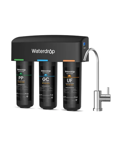 Waterdrop TSB-UF - Sistema de filtro de agua para debajo del fregadero de 0.01 μm, sistema de filtración de agua de 9 capas debajo del fregadero,