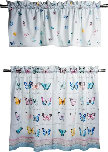 Miniatura 59 de Maison d' Hermine Juego de cortinas de cocina para ventanas, juego de cortinas de cocina 100% algodón, cenefas para el hogar [2 niveles
