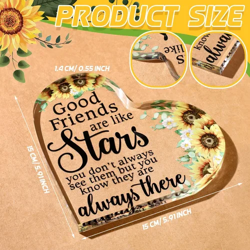 Miniatura 3 de Yulejo Regalos de amistad para mujeres, amigas, placa de acrílico con forma de corazón, decoración de mejor amiga, regalo de recuerdo de cumpleaños