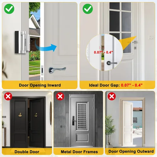 Miniatura 3 de Cerradura de seguridad para puertas del hogar, cerradura de refuerzo de metal mejorada, 3" que soporta 1000 libras de impacto para puertas