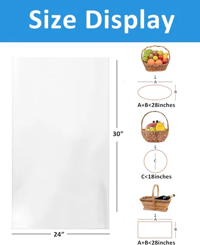 Miniatura 2 de JOYIT Paquete de 10 bolsas de regalo de celofán transparente con lazos rojos, bolsas de regalo grandes de 24 x 30 pulgadas para cestas de frutas
