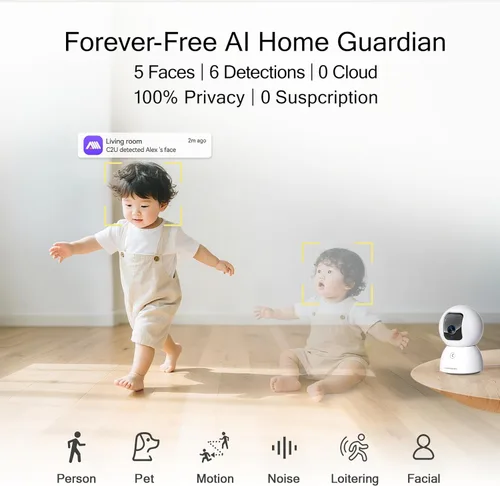 Miniatura 3 de Cámara de Seguridad 5G para Interior, Cámara 3K para Mascotas/Perros con Altavoz/Aplicación para Teléfono, Cámaras PTZ WiFi para Monitor de Bebé