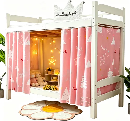 Miniatura 8 de Navhao 2 Paneles, Cortinas de Litera Inferior de Tela Dosel de Cama Cortinas para Estudiantes Redes de Sombreado para Cama Individual, 45.3*78.7