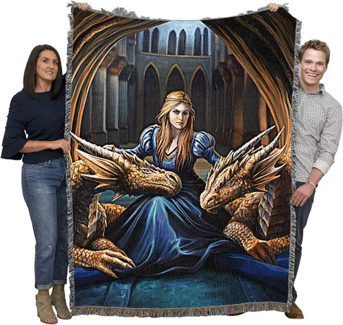Miniatura 24 de Pure Country Weavers Anne Stokes - Manta de belleza de dragón de la colección Age of Dragons – Manta de fantasía para regalo tejida de algodón