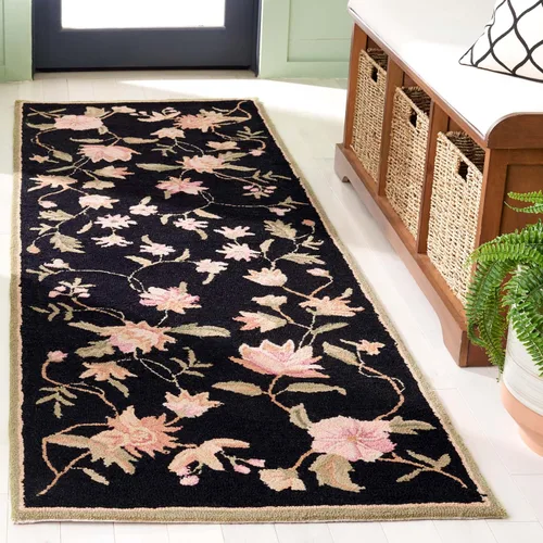 Miniatura 17 de SAFAVIEH Chelsea Collection - Alfombra decorativa de 1 pies 8 pulgadas x 2 pies 6 pulgadas, color negro, lana de campo francesa enganchada a mano