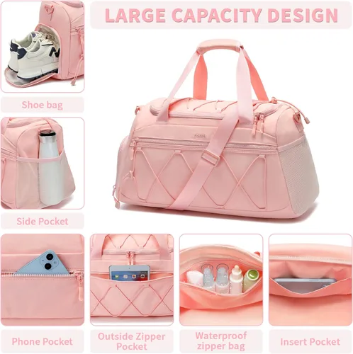 Miniatura 4 de Bolsa de gimnasio para mujer, bolsa de viaje deportiva de 40 L, mochila de gimnasio con compartimento para zapatos, bolsa de mano para fines