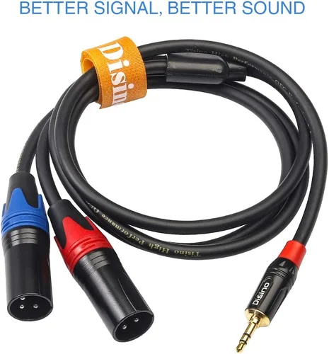 Miniatura 5 de Cable divisor Y de 1/8 pulgadas a doble XLR macho, adaptador de interconexión desequilibrado de 3,5 mm mini jack TRS estéreo a doble XLR macho