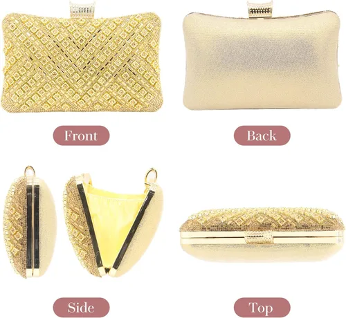 Miniatura 6 de Bolsos de mano con diamantes de imitación para mujer, bolso de noche brillante, bolso de novia de cristal para fiesta, graduación, boda