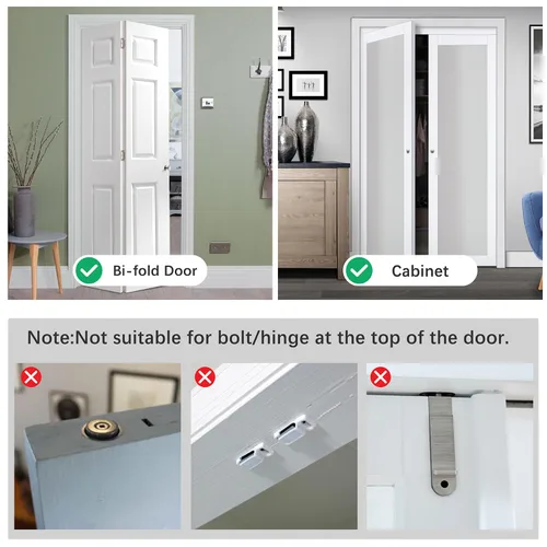 Miniatura 7 de Cerradura de puerta plegable de metal, cerraduras de seguridad para niños de doble puerta que mantienen a los niños pequeños, gatos y perros fuera