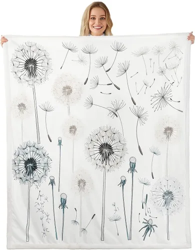 Miniatura 8 de Manfei Manta de diente de león rosa, manta de flores en acuarela para sofá, manta de cama floral botánica para niños y niñas, decoración
