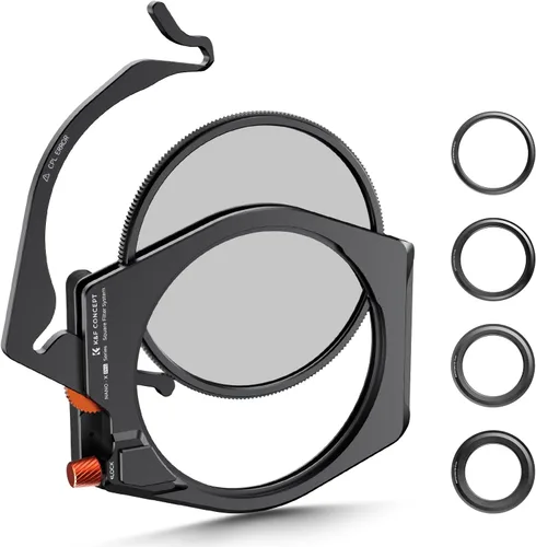 K&F CONCEPT X-PRO - Soporte de filtro ND cuadrado de metal + filtro circular de 3.740 in + 4 anillos adaptadores de filtro para lente de cámara