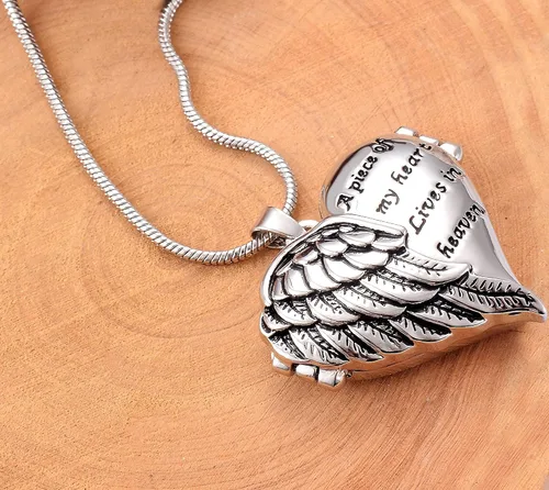 Miniatura 5 de Cring Coco Collar con colgante de cremación conmemorativo para mujer con medallón A Piece of My Heart Lives in Heaven Chapado en oro Circón