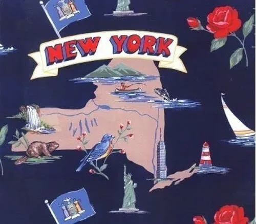 Tela de calidad Empire State of New York Map Tourism - Tela de forro polar impresa por The Yard