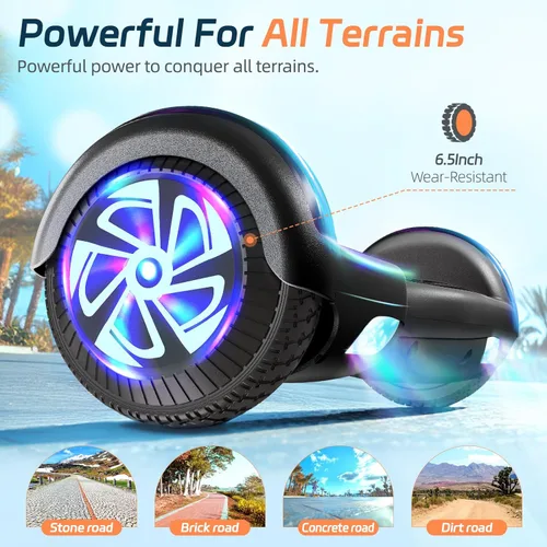 Miniatura 2 de Scooter con luces LED Bluetooth Corlorful, ruedas de 6.5 pulgadas, scooter de motor dual de 300 W para niños, niñas, niños y adultos, todas