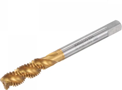 uxcell Machos de roscar para flauta en espiral, M8 x 1,25 + 0,1 métricas de acero de cobalto recubierto de titanio de alta velocidad para máquina de