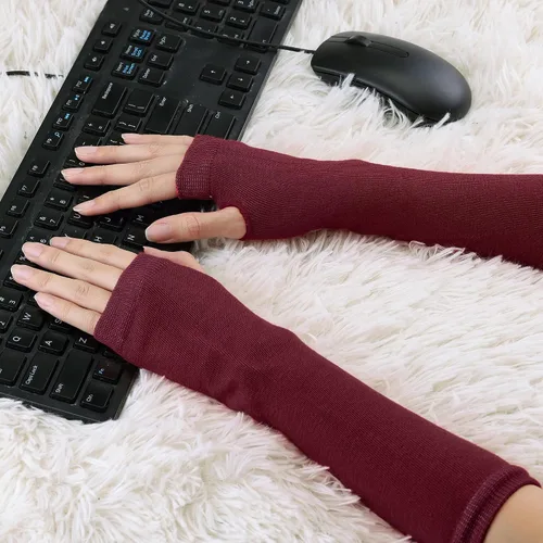 Miniatura 23 de Allegra K Calentadores de brazo sin dedos unisex de moda clásica