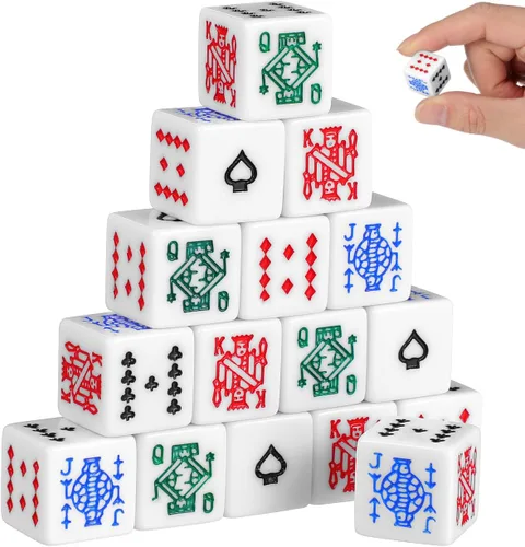Juego de dados de póquer acrílico blanco, 0.630 in, dados duraderos de 6 caras para juegos de cartas, mentirosos, fiestas, entretenimiento, juegos