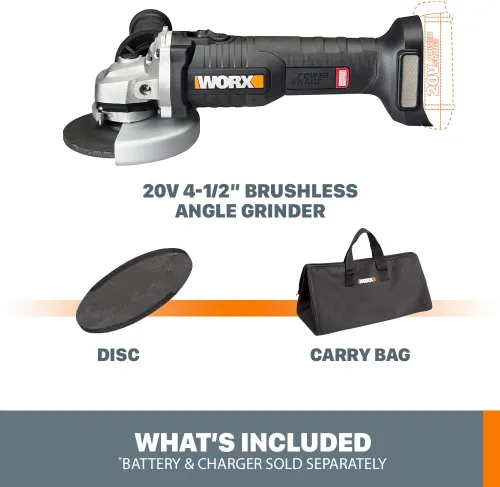 Miniatura 6 de Worx WX812L.9 20V Power Share Amoladora angular inalámbrica de 4.5 pulgadas con motor sin escobillas (solo herramienta)