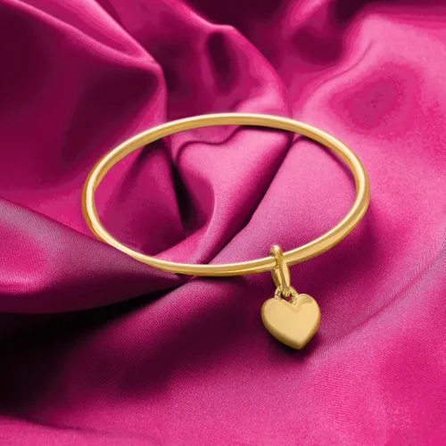 Miniatura 6 de Ross-Simons Italian Andiamo 14kt Yellow Gold Over Resin Heart Charm Bangle Bracelet