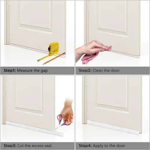 Miniatura 4 de Tapón de barrido para puerta, tira de sellado inferior de puerta de 3 pulgadas de ancho x 39 pulgadas de largo, bloqueador de ruido debajo