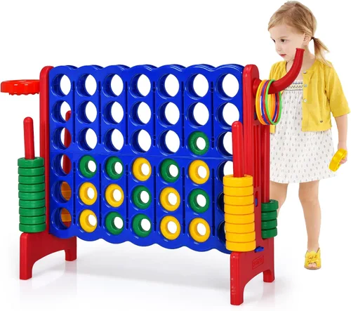 Miniatura 11 de AKUSTIK Juego Giant Connect al aire libre, 4 en una fila Jumbo 4 para marcar para niños y adultos, fiesta familiar, patio, césped, juego de conexión