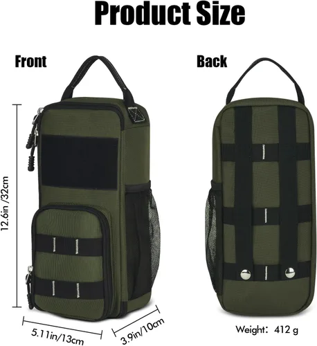 Miniatura 2 de LAKE OF FIRE Bolsa de herramientas pequeña de 12.6 pulgadas para hombres con múltiples bolsillos, impermeable, resistente al agua, bolsa de Verde