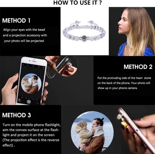 Miniatura 6 de Lam Hub Fong Pulseras personalizadas con imagen en el interior para hombres, regalos de Navidad, pulsera de cuentas con foto para hombres, regalos