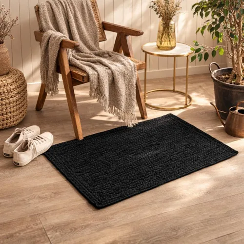 Miniatura 2 de Homemonde - Alfombra de yute, 2'x3', rectangular, decoración bohemia para el hogar, alfombra reversible y trenzada tejida a mano, estilo rústico
