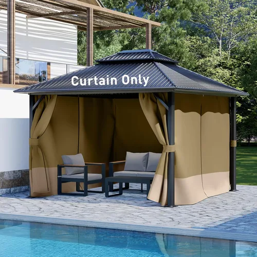 Miniatura 10 de Aoodor Cortinas de Gazebo para Exteriores de 10 x 10 pies, 4 Paneles Impermeables de Pared Lateral de Privacidad de Repuesto con Cremallera