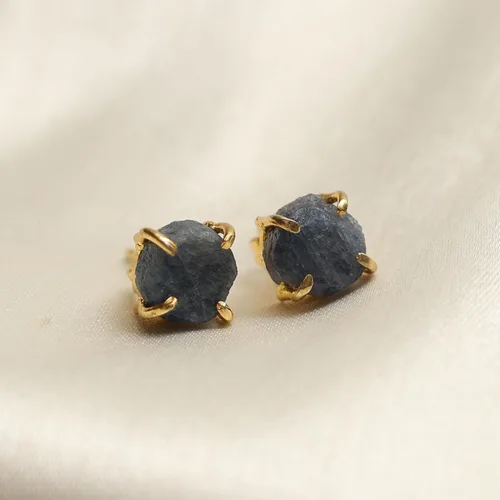 Miniatura 45 de Gempires Natural Raw Prong Setting Stud Earrings, 8-10 mm Crystals Earring, Handmade Jewelry, Gift for Her