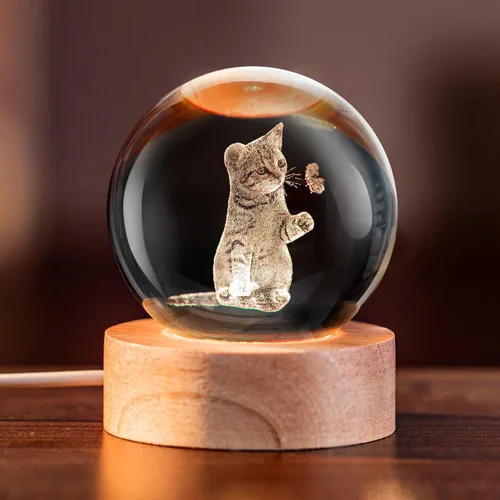Miniatura 12 de Esfera de cristal 3D con figuras de tigre en bola de cristal de 60 mm. Decoración de tigre blanco coleccionable, esfera de nieve, regalo de esfera
